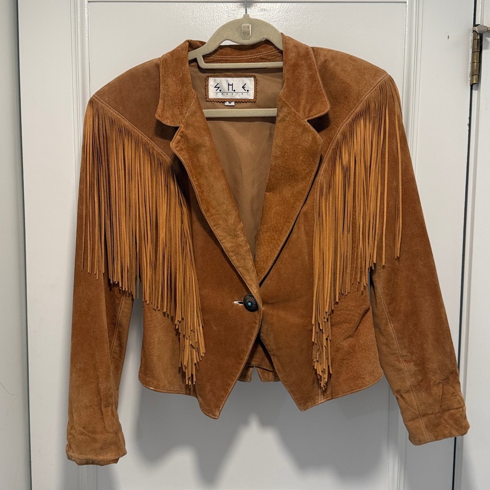 Western Leather Suede Fringe Jacket